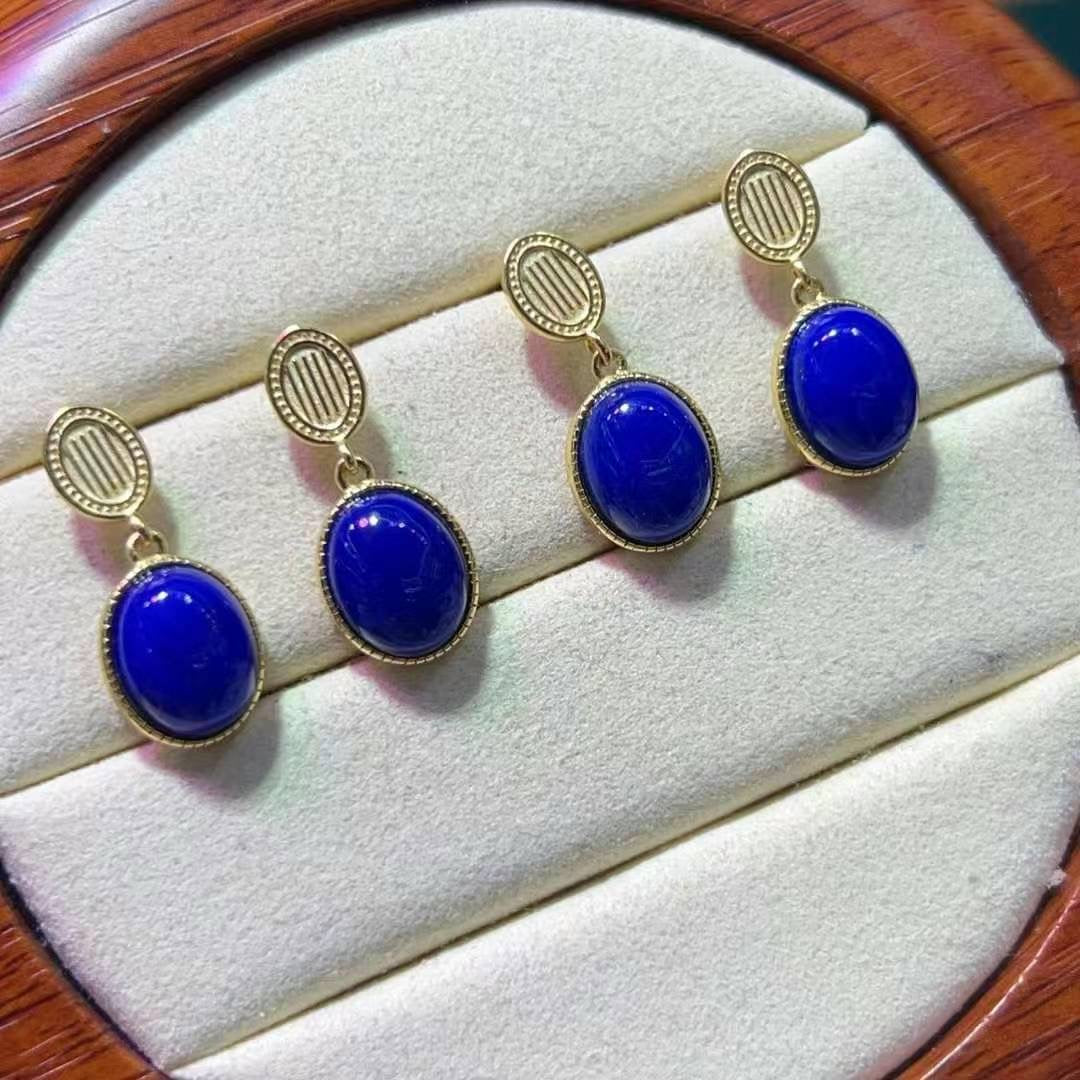 oval-shaped lapis lazuli earrings